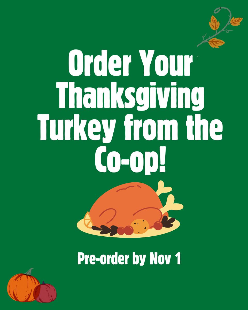 Eric Adams isn't the only person getting top class Turkey in this town! Once again we're offering quality, locally raised birds, preorders open to members now. Reserve today in-store  by November 1, or via link on Slack and in the Weekly newsletter.