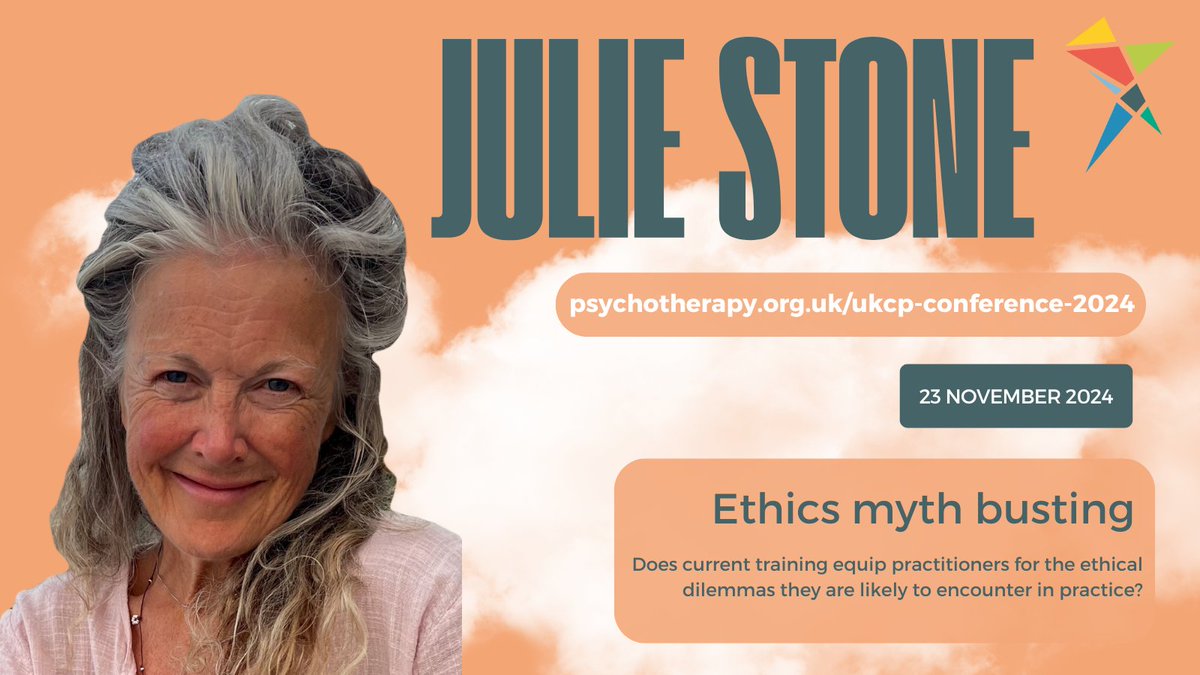 Our independent ethics lead, Julie Stone, speaks at our UKCP conference this November.  
 
Julie will debunk common myths about ethics in psychotherapy, emphasising the importance of reflexive decision-making in clinical practice. 
 
🔗 Secure your spot: ow.ly/9EZs50TOrqf