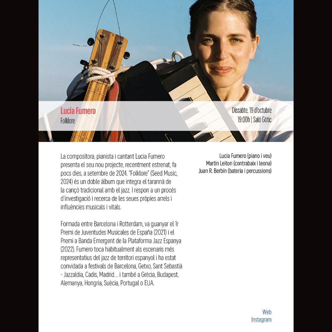 ULTRASONSalcora's tweet photo. Dissabte 19 d’octubre

16h a 21h | Exposició "Ous, ous!" | Vestíbul del Saló Gòtic
17.30h | Escolta del treball "d'Absències" d'Edu Comelles | Reixa de la Vila 
19h | Lucia Fumero | Saló Gòtic

⚠️ CANVI DE PROGRAMA: Gurugú no podrà actuar per causes personals https://t.co/qM0TzYTZxQ