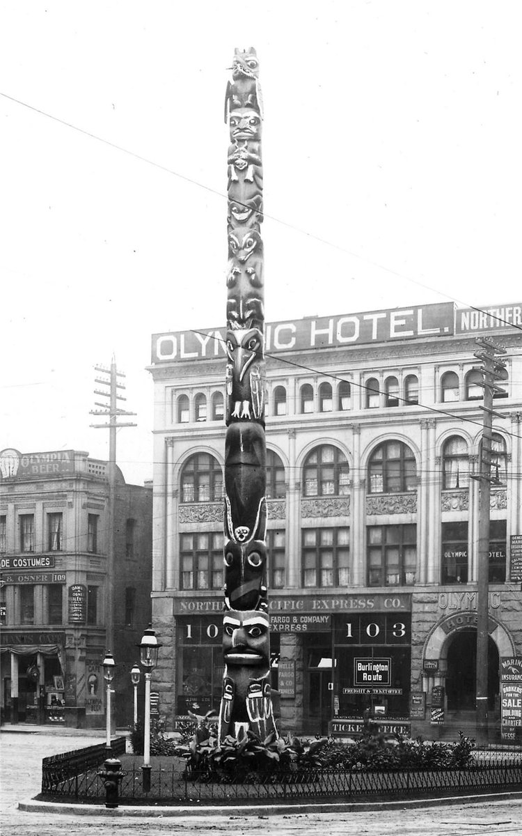 #OnThisDay in 1899, Seattle unveiled a totem pole in Pioneer Square. It had been stolen from a Tlingit village. historylink.org/File/2076