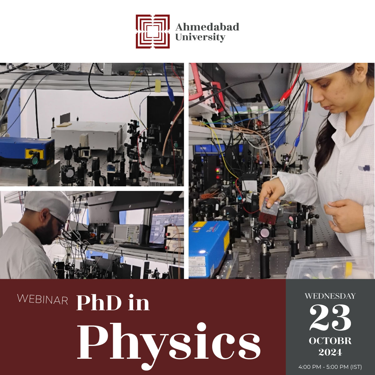 Samyaday's tweet photo. PhD physics @AhdUniv provides an opportunity to work on frontier areas of physics/ interdicplinary projects/ National &amp; Intl. collabs. Prospective scholars, do join us next Wed (23Oct) to learn about our PhD. programme &amp; financial assistance. 😊✌️ https://t.co/CBymkw0FEU