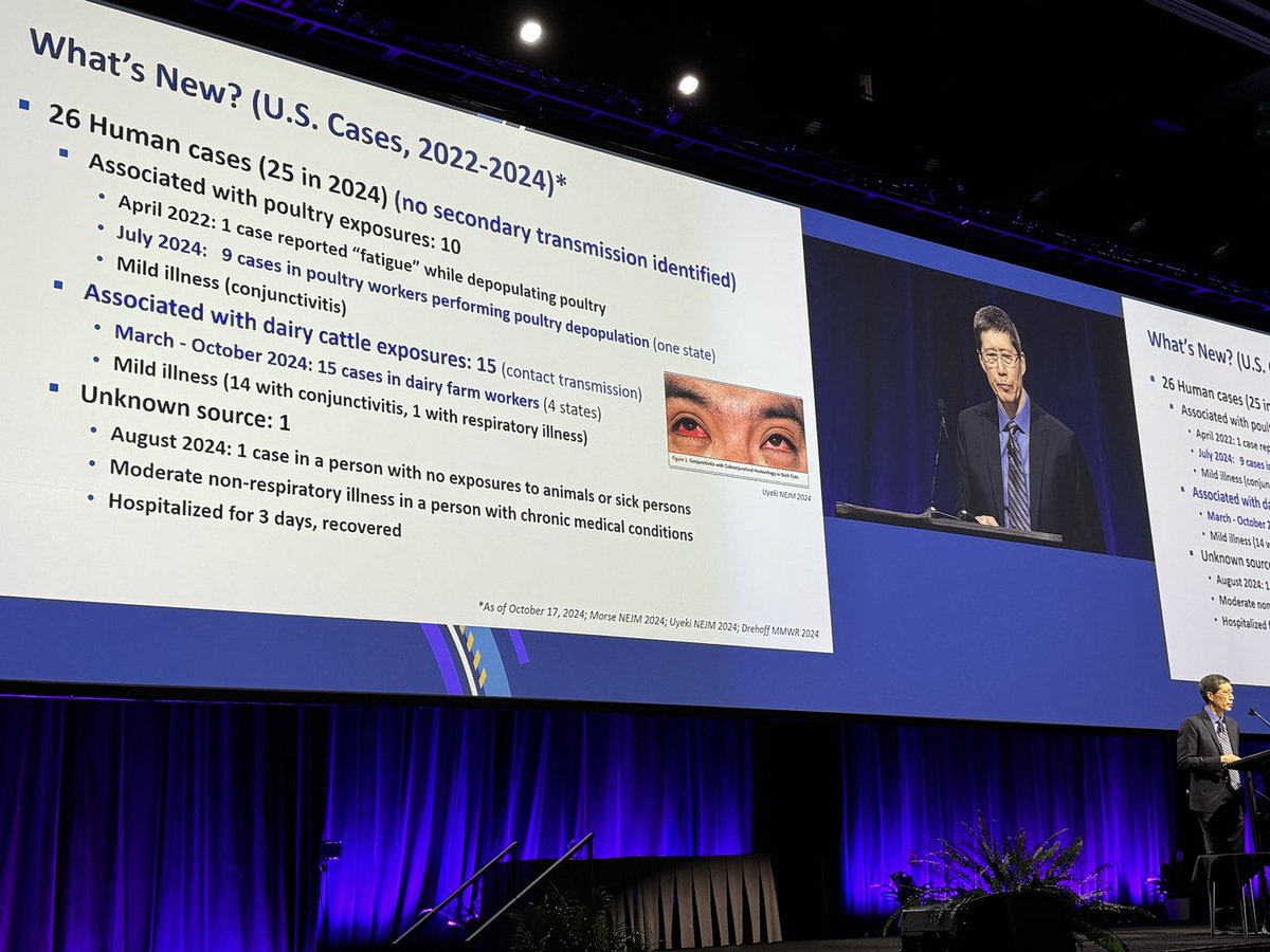 Tim Uyeki giving the Enders lecture on #H5N1 at #IDWeek24. No one has spent more time tracking this virus over 2 decades