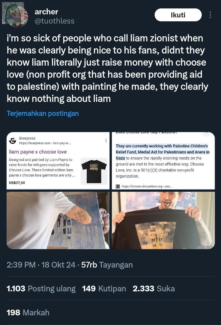 💚 Buat kemaren yang bilang Liam zionist gegara reply an thn 2012, mending kamu baca thread ini deh... 
Btw Free Palestine🇵🇸🇵🇸