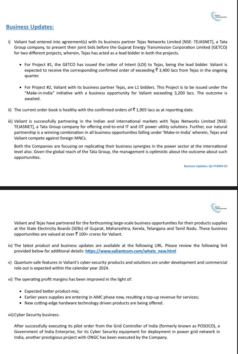 Professor1908's tweet photo. If #TejasNetworks performs then why #Valiantcommunications will remain silent. After all it’s their business partner https://t.co/6gutzMLWdm