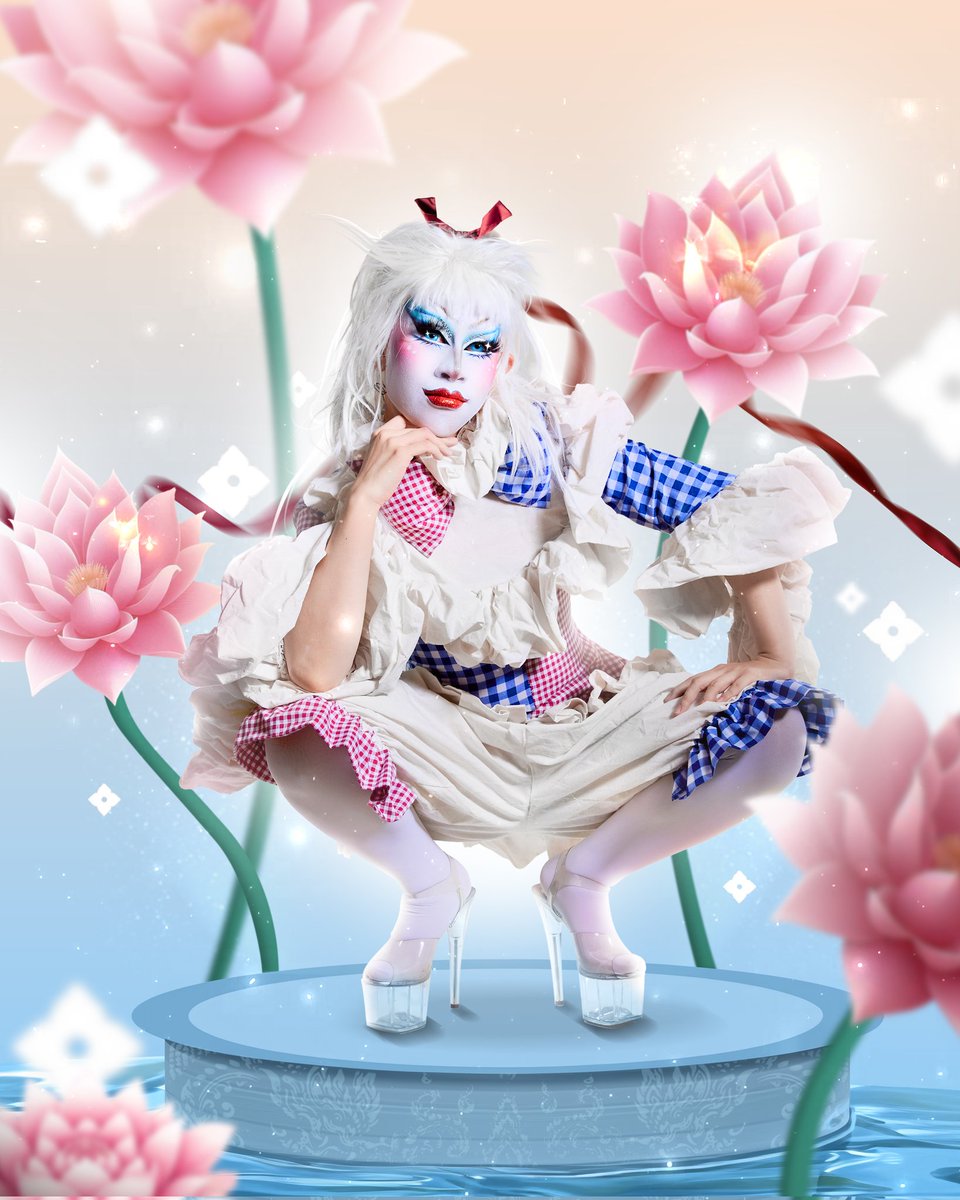 theshortgunn's tweet photo. This is my entrance look, inspired by Thailand's 'Phi Ta Khon' tradition and the Thai flag. I reimagined it with my drag style,adding cuteness and playfulness for a fun, memorable look.The doll-like silhouette and'Pha Khao Ma' patterns make it a distinctive outfit for Shortgun https://t.co/YXjDBHzAZU