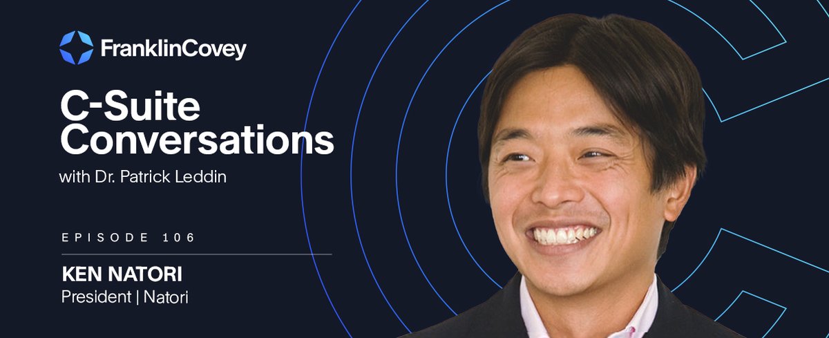 franklincovey's tweet image. In the latest episode of C-Suite Conversations, Ken Natori, President of The Natori Company, shares valuable insights on leadership and driving innovation. Tune in here: bit.ly/4f3pRky

#FranklinCovey #CSuiteConversations #Leadership #Innovation