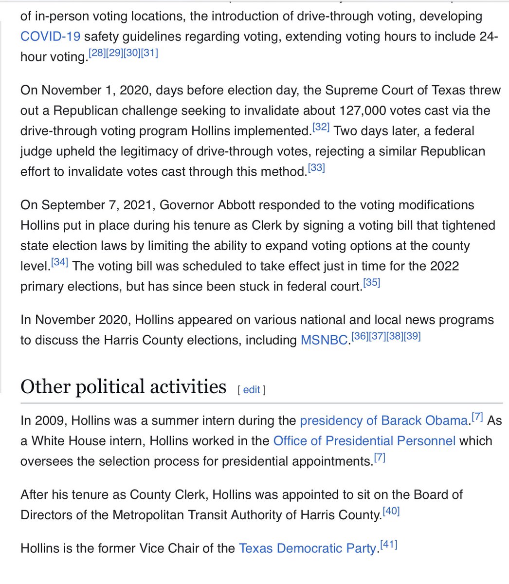 Melanie48673049's tweet photo. Get to know Chris Hollins. Hollins encouraged Harris County CC to “create” a newly unelected position, Harris County Elections Administrator. Isabel Longoria was brought in and had to step down only to be replaced by another screw up. #HoustonController #PayToPlay https://t.co/9AggDUD0xP