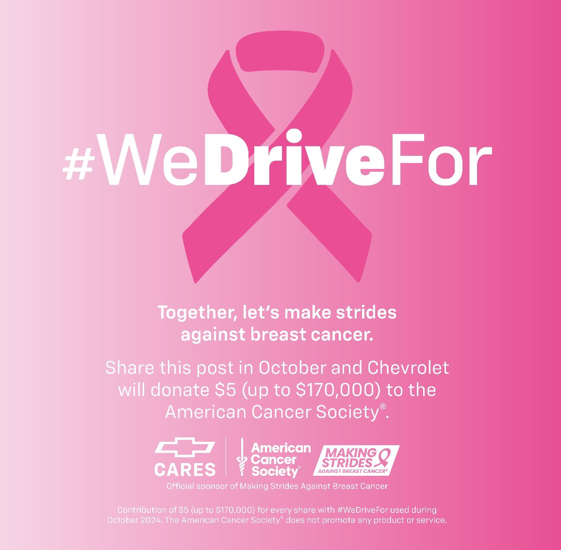 mcaro05's tweet photo. @pulte We need your help! For every post and repost using #wedrivefor, @chevrolet will donate $5 to the @AmericanCancer . Who do you drive for? https://t.co/vaiN9vQlmw
