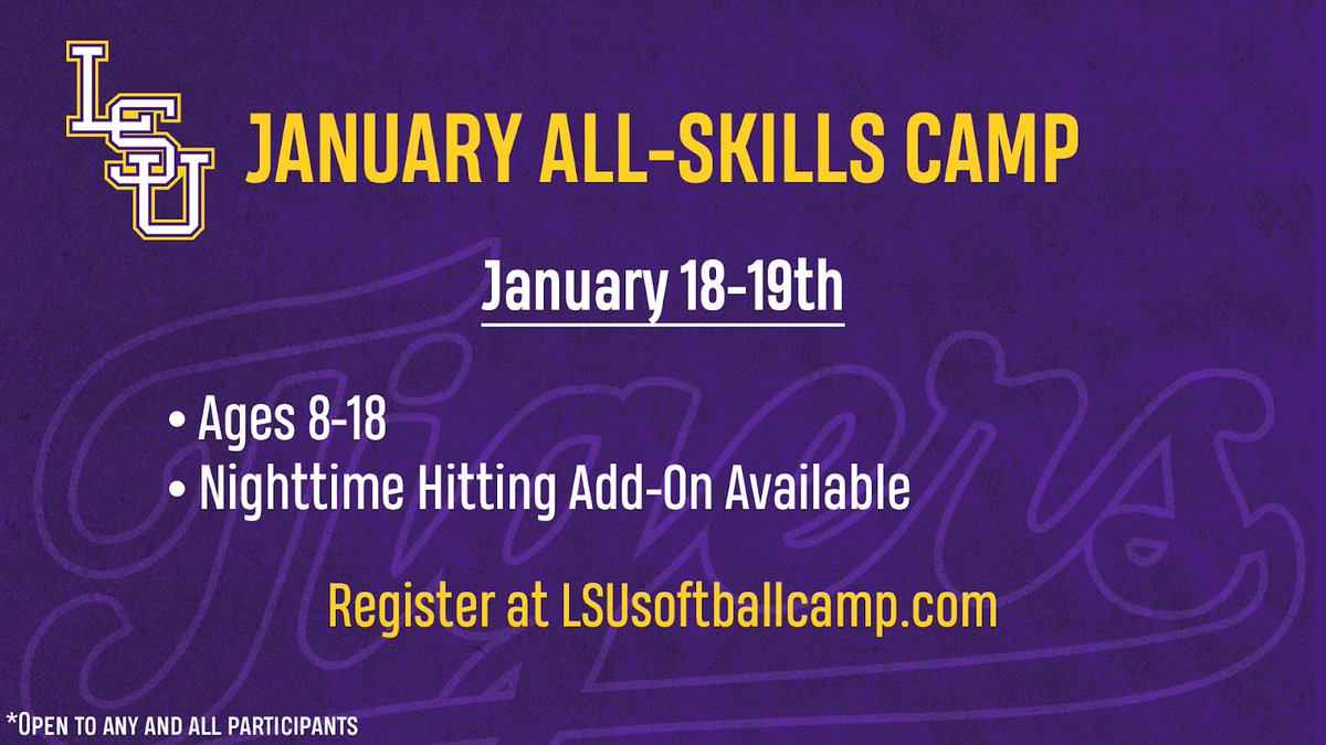 Two of our favorite events of the year are coming up! Registration is open for Winter Elite Camp and January All-Skills Camp. Mark your calendars and see you at Tiger Park 🐅