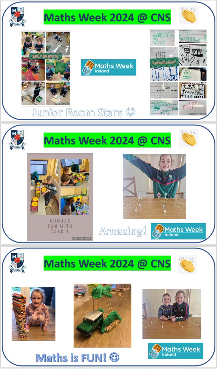 castleineyns's tweet photo. Maths Week 2024 @ CNS 
#mathsiseverywhere #mathisfun #mathsweek @mathsweek @OidePrimarySTEM @templemoretown https://t.co/jb13eJm8ZX