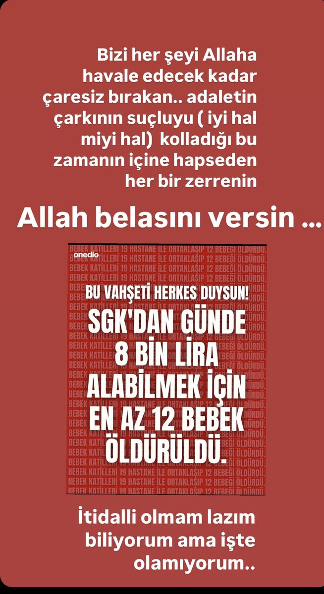 “YENİ DOĞAN ÇETESİ” 
Böyle başlık mı olur.. Doğanların canını okuyan düzen yeni doğanlar  için de bir çete düzenlemiş..Bizi  her şeyi Allaha havale edecek kadar çaresiz bırakan adaletin çarkının , suçluyu (iyi hal miyi hal)  kolladığı bir düzenin içine hapseden her bir zerrenin
