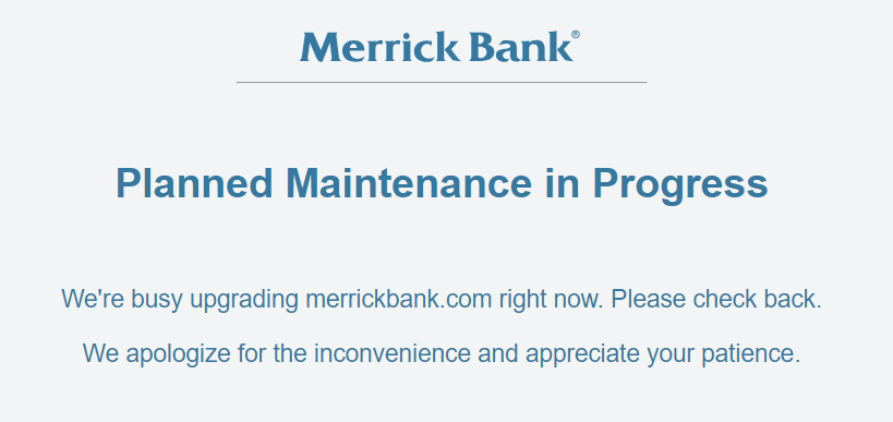 cletiscarr's tweet photo. so I get a new credit card from #merrickbank. it arrives, I go to activate it last night, and get this "maintenance" error. today, 15 hours later, same error. total fail. card's gone in the trash.

#creditcard #creditcards https://t.co/tiqqmOV53r
