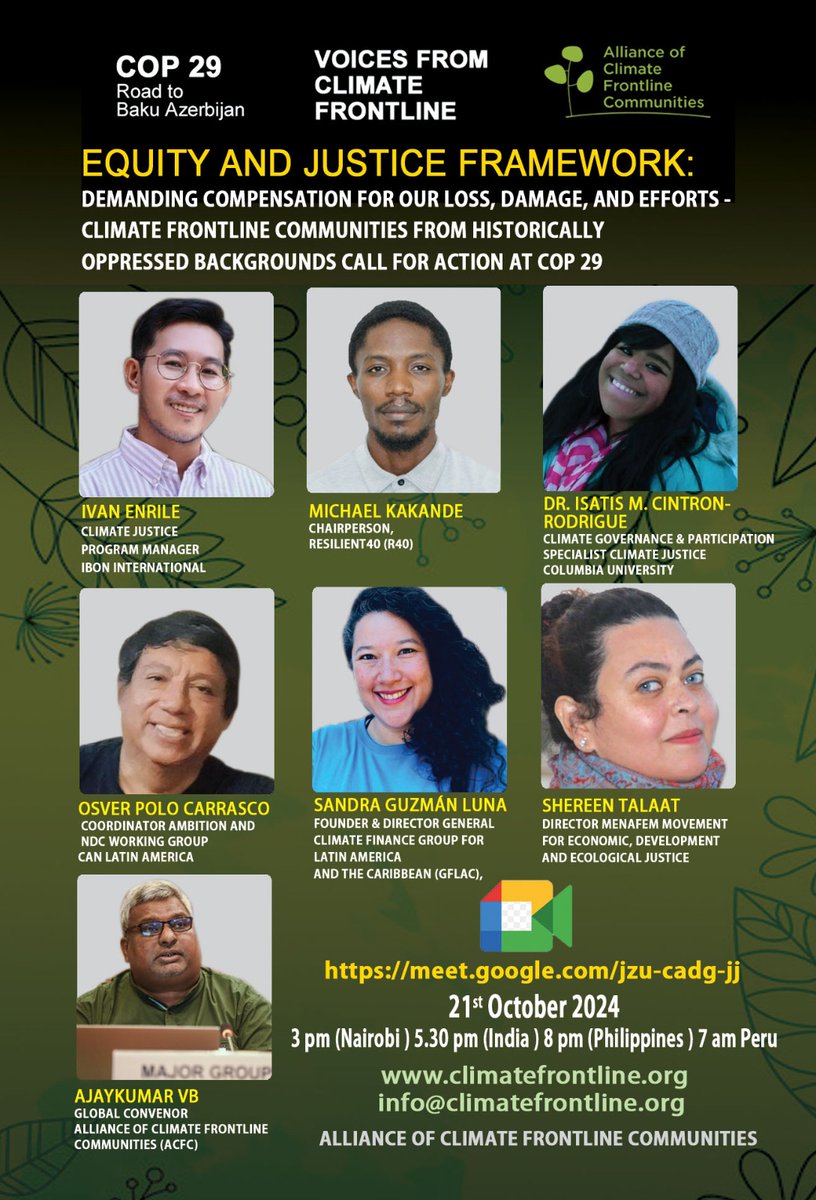 ACFCrights's tweet photo. https://t.co/nSzuTZkqpC
Please Join With us ! 
#ClimateResilience #climatefrontline #COP29 #COP29AZERBAİJAN  #climatefinance 
@SDG2030 @UNFCCC @UNFPA @UNDP @idsnupdates @ambedkariteIND @ivanenrile @Schwarzenegger @isa_bori @Resilient_40 @shereentalaat @amnestyusa @SandraGuzman_ https://t.co/gj9yCjZNNO