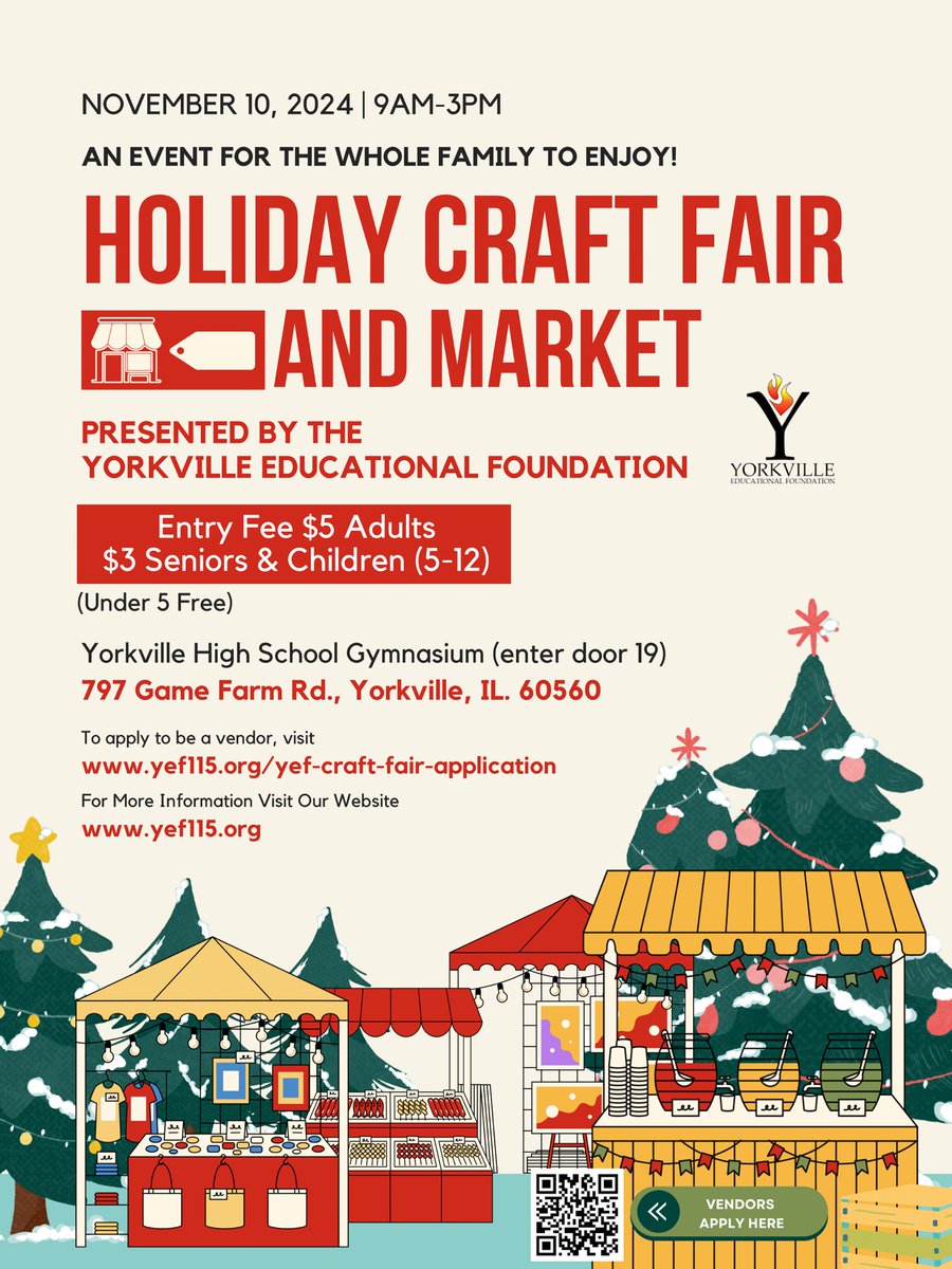 We’re 3 weeks away from the YEF's Inaugural Craft Fair!  So get ready to come by and see some amazing vendors, grab some delicious food for purchase at our concessions stand, and enjoy a fun indoor activity as the weather gets colder!

Visit yef115.org for details.