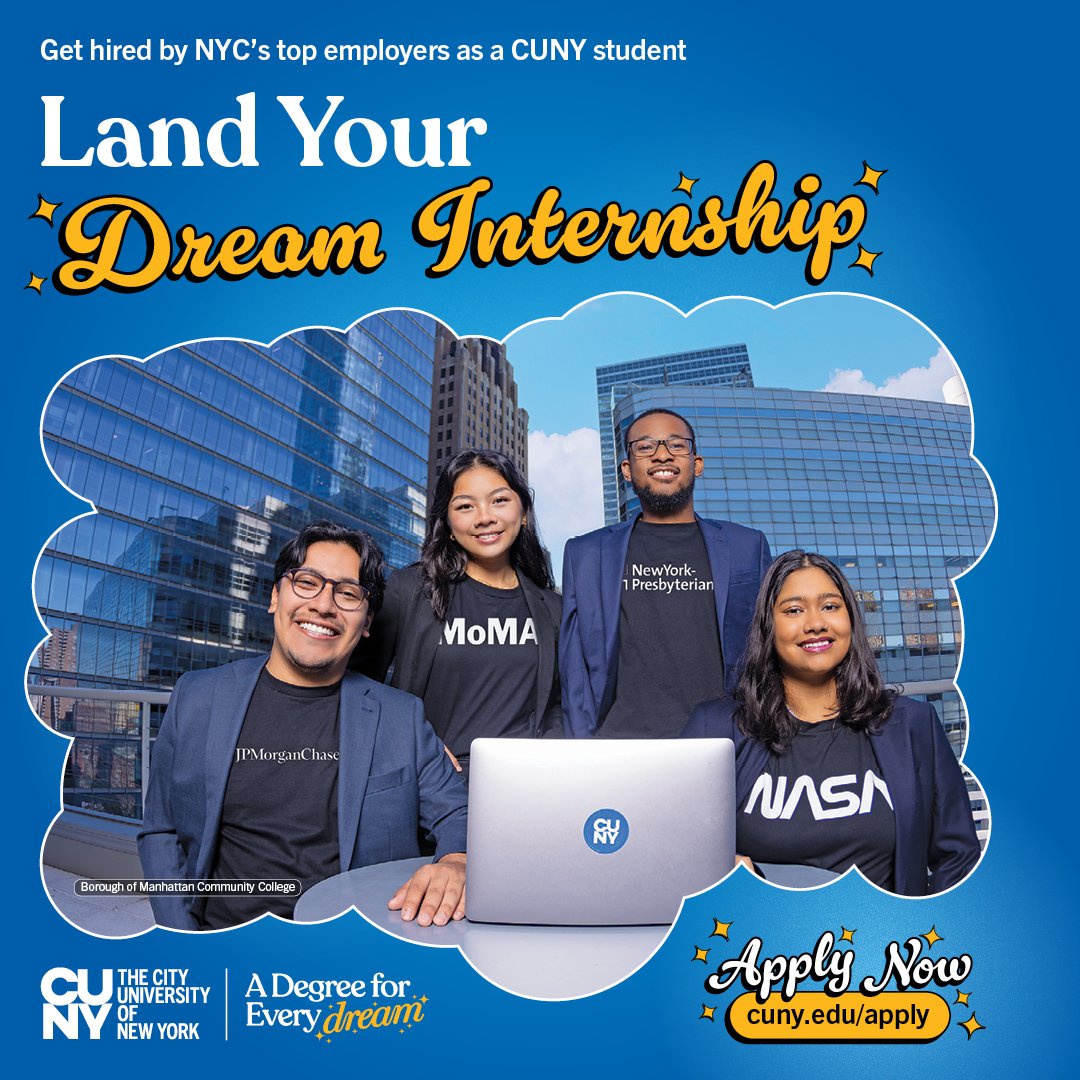 CUNY's tweet image. Your dream starts with CUNY 💫
✅ 2,800+ majors & programs
✅ 25 Colleges
✅ 1 University
Go to cuny.edu/apply
