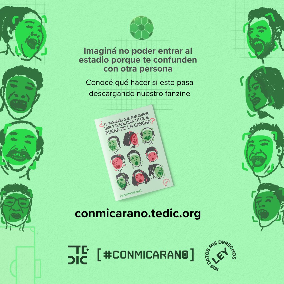 🏟️ #ConMiCaraNo | En los estadios de fútbol, la vigilancia masiva es un gol en contra para nuestra libertad. ⚠️
En Paraguay, sin una ley de protección de datos personales, estamos off side. 
Conocé más sobre cómo proteger tu privacidad en conmicarano.tedic.org.