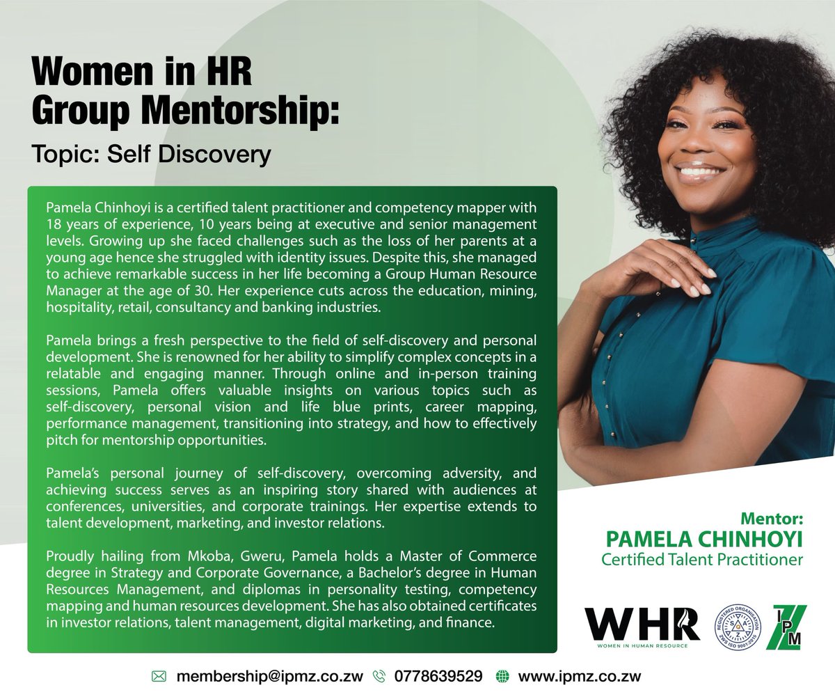 High on our "not to be missed" ratings!

Get in touch with us today and be a part of the journey to self discovery!

#IPMZ #WomeninHR