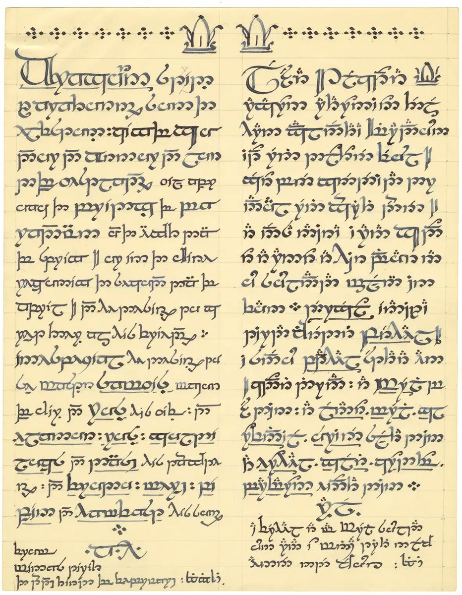The handwriting of famous authors - thread🧵

1. J. R. R. Tolkien's letter from Aragorn to Sam Gamgee, in which the King of Gondor informs the hobbit of his future visit and expresses his desire to "greet all his friends."