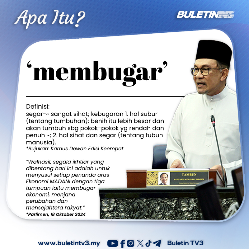 BuletinTV3's tweet photo. Istilah Bahasa Melayu diguna Perdana Menteri Datuk Seri Anwar Ibrahim ketika membentangkan Belanjawan 2025 di Parlimen.

#BuletinTV3 #Belanjawan2024 #Istilahbahasamelayu https://t.co/aORqaGcwnR