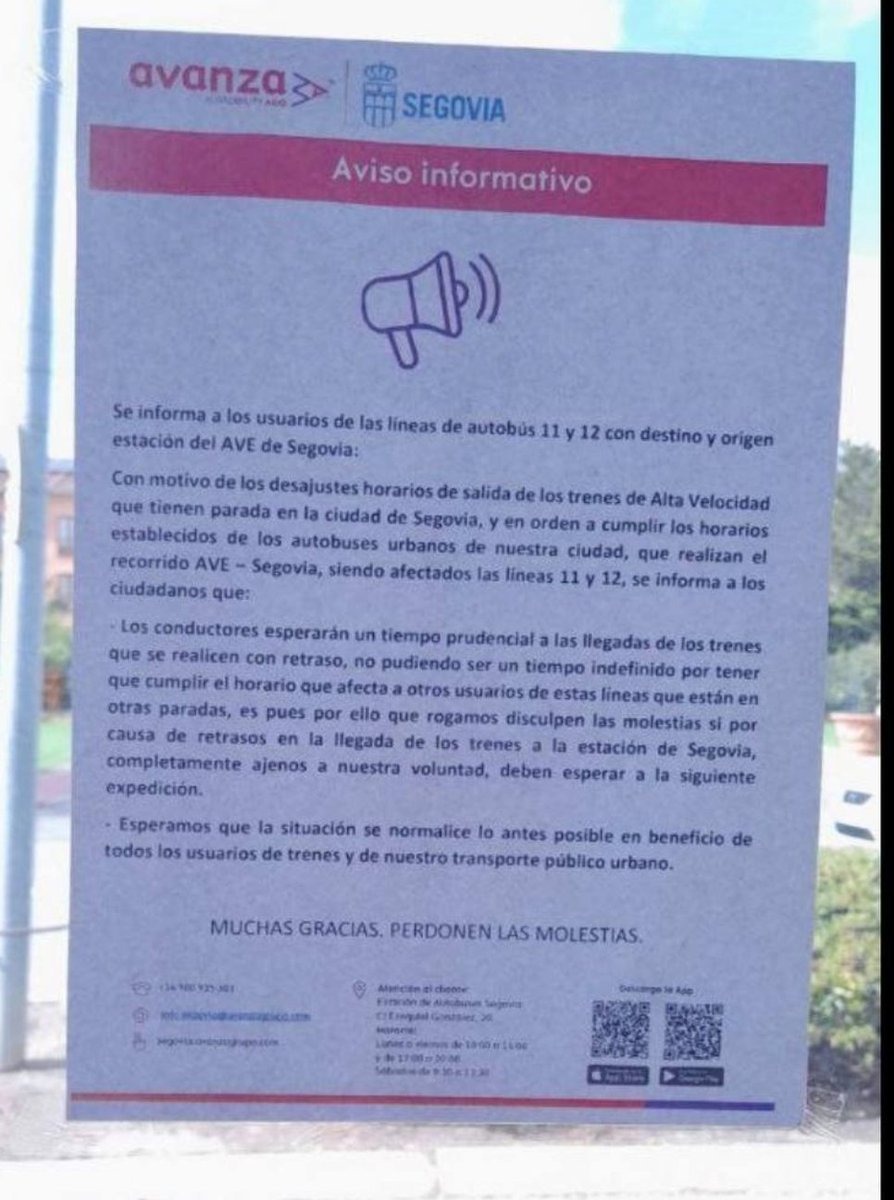 reverfons_84's tweet photo. @AvanzaMovilidad @segovia_es @usuariosaveseg1 la nota de que los buses tienen orden de esperar a la llegada de los trenes se queda en papel mojado, hoy a las 15:10 y 15:45 los buses se han ido puntuales en la cara de los viajeros que salían de la estación, y no es algo esporádico https://t.co/6YRwHkt4vv