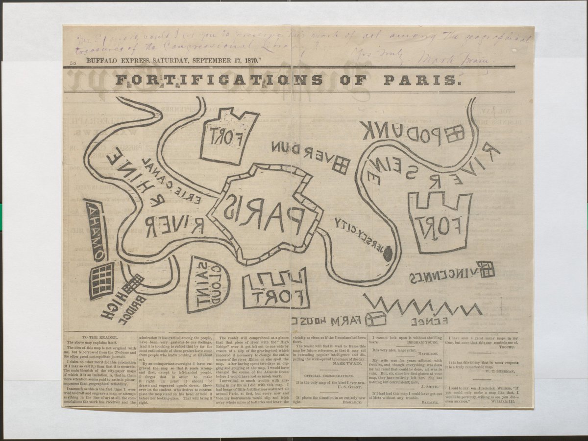 Save the date: 7 November at 7:00 PM ET...

Matthew Edney: "Update on History of Cartography Project, Volume 5, Nineteenth Century"

Sign up here:
washmapsociety.org/event-5860764

And here is one of Edney's favorite 19th century maps: Mark Twain’s 1870 Map of the Fortifications of Paris