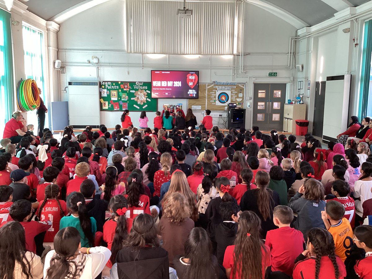 The school pupils certainly brought a sea of red with them today as we marked #Showracismtheredcard It was lovely to see so many children getting involved. #schoolcommunity #caringforeachother