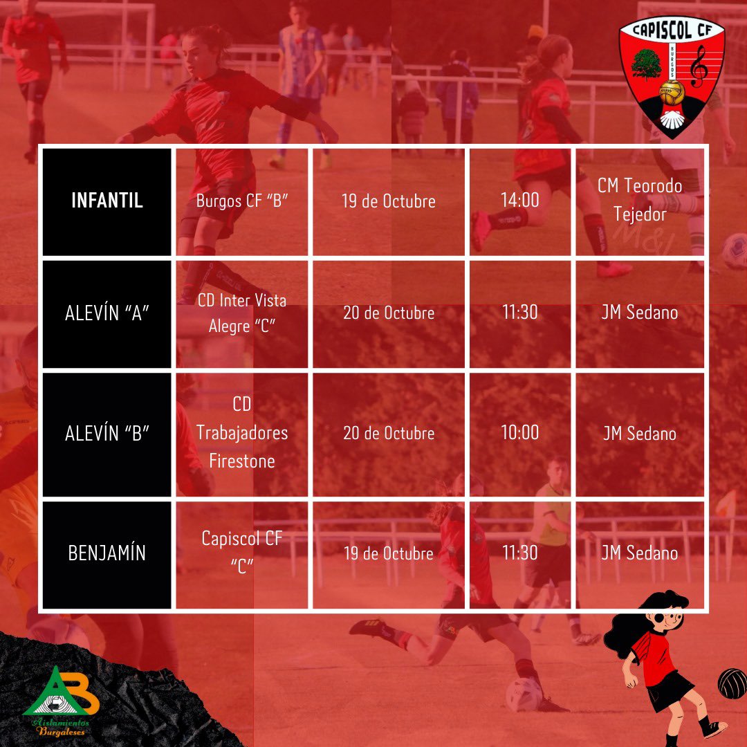 ¡ Aquí dejamos los horarios de esta jornada! 🔝🤩

¡Mucha suerte a nuestros equipos y a ganar! ➕3️⃣

#capiscolfemenino