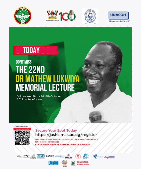 Jadwong's tweet image. Statement from @WHOUganda  by Dr Charles Njuguna, Acting @WHORepinUganda at #DrMathewLukwiya Memorial Lecture at Hotel Africana in Kampala, Uganda.    #JASHC2024 @MakerereCHS 

Lecture to be presented by Dr Talisuna