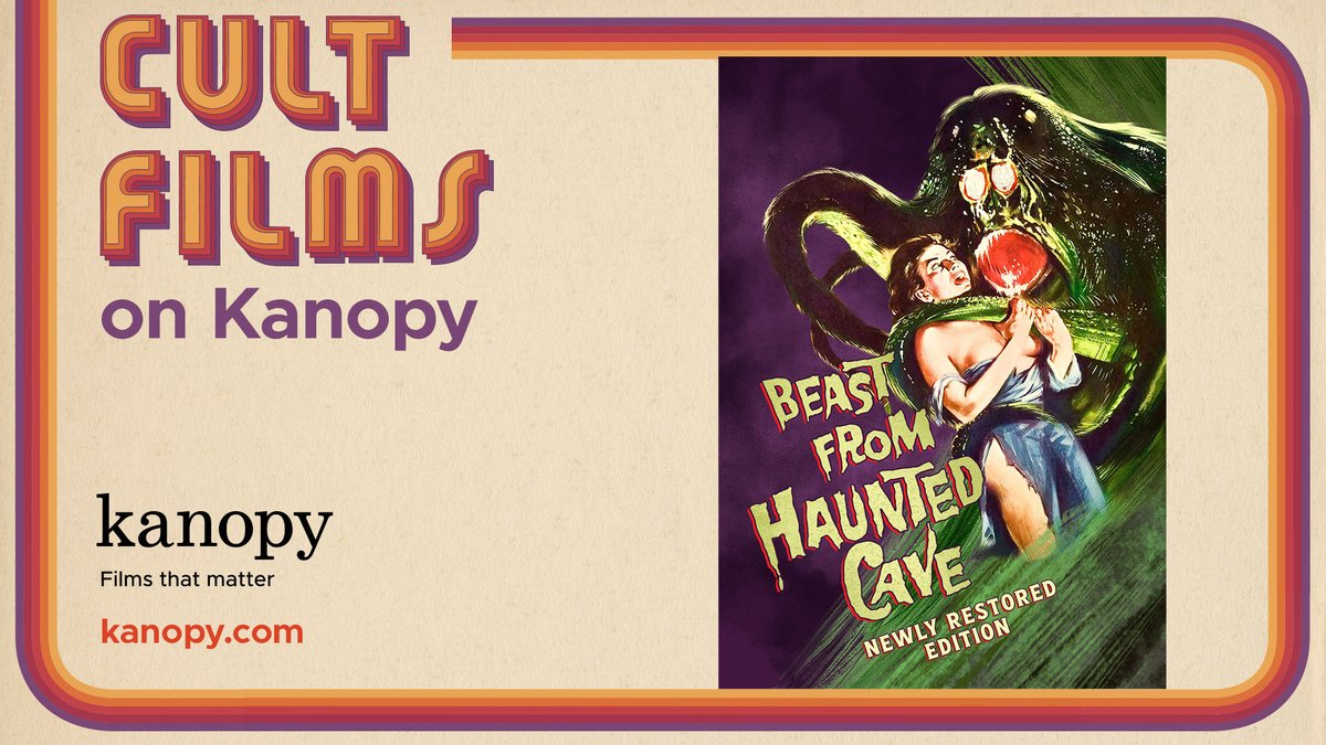 Kanopy's tweet photo. Some of the titles in our #CultFilmsonKanopy collection are downright beastly. See #MonteHellman's directorial debut, BEAST FROM HAUNTED CAVE (1959), about a massive spider on the loose at https://t.co/6pLdysbVnY.
#filmsthatmatter
Available: 🇺🇸|🇨🇦|🇦🇺|🇬🇧 https://t.co/j8OF3p33oJ
