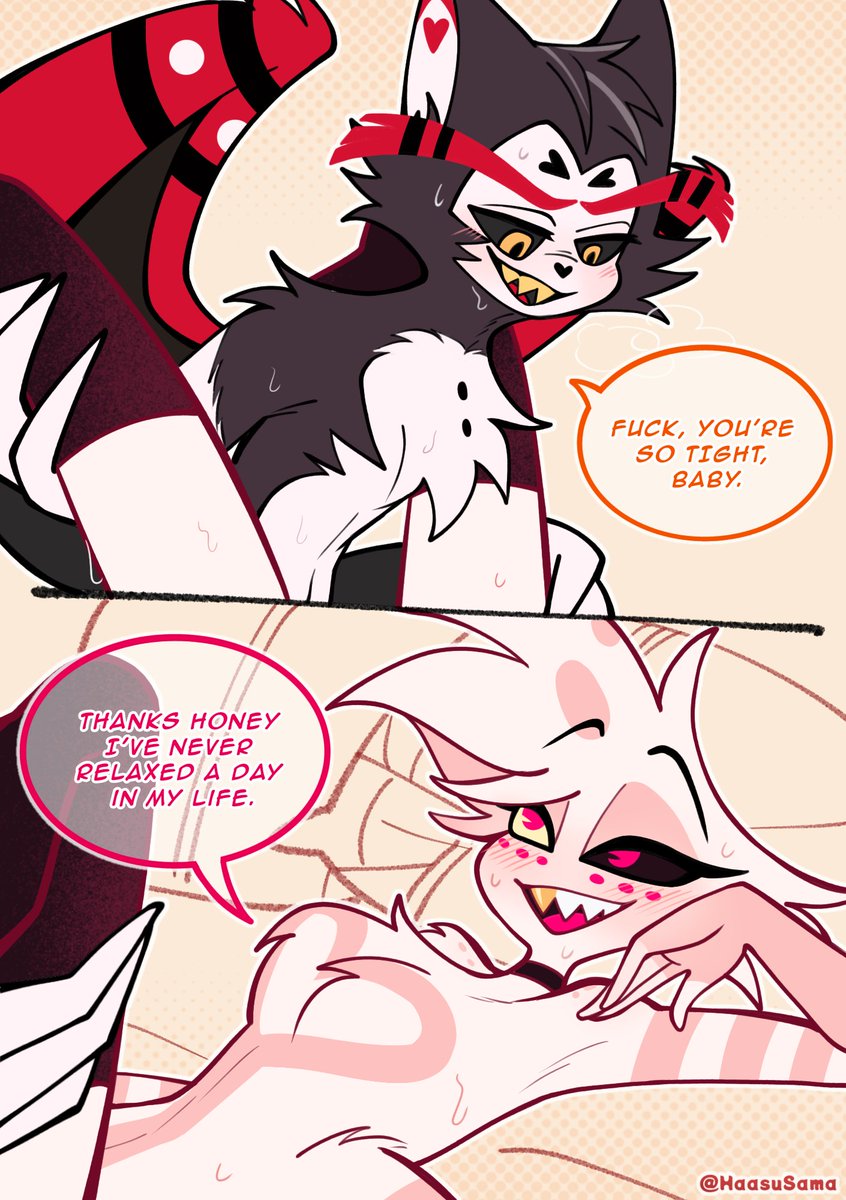 HaasuSama's tweet image. Husk and Angel&apos;s first time🕴️

#huskerdust