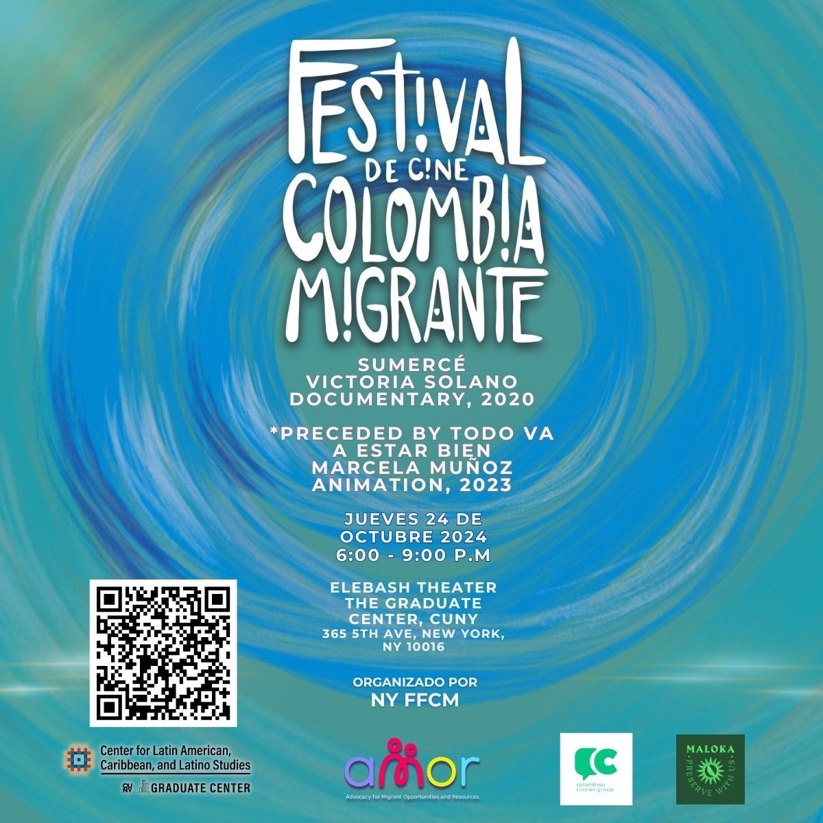 The Festival de Cine Colombia Migrante comes to the Graduate Center 🎥🎞️
Save the date!

🗓️ Thursday, October 24, 2025
⏰6:00-9:00 pm
📍365 Fifth Ave, New York, NY -The Graduate Center, Elebash Theater 

RSVP scan the QR code on the flyer or via the link in our bio.