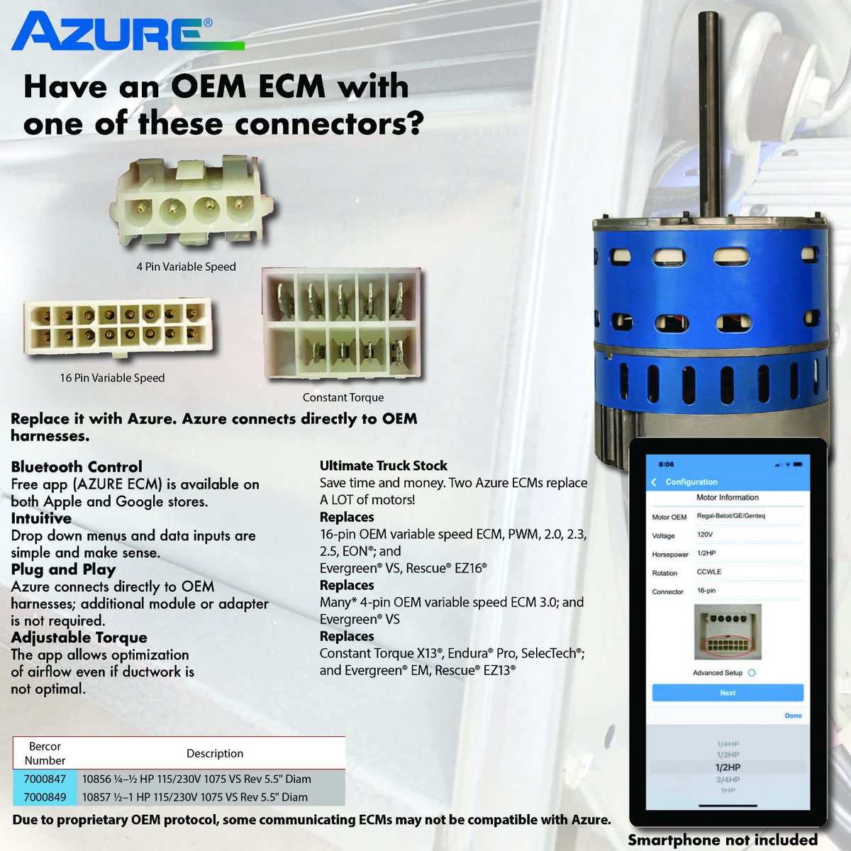 GWBerkheimerinc's tweet image. Upgrade your HVAC game with Azure ECM! 🌬️💡 Control airflow with ease using the Bluetooth-enabled Azure ECM app—available on both Apple and Google stores. 

#AzureECM #HVACSolutions #BluetoothControl #MotorUpgrade #HVACEfficiency #GWBerkheimer