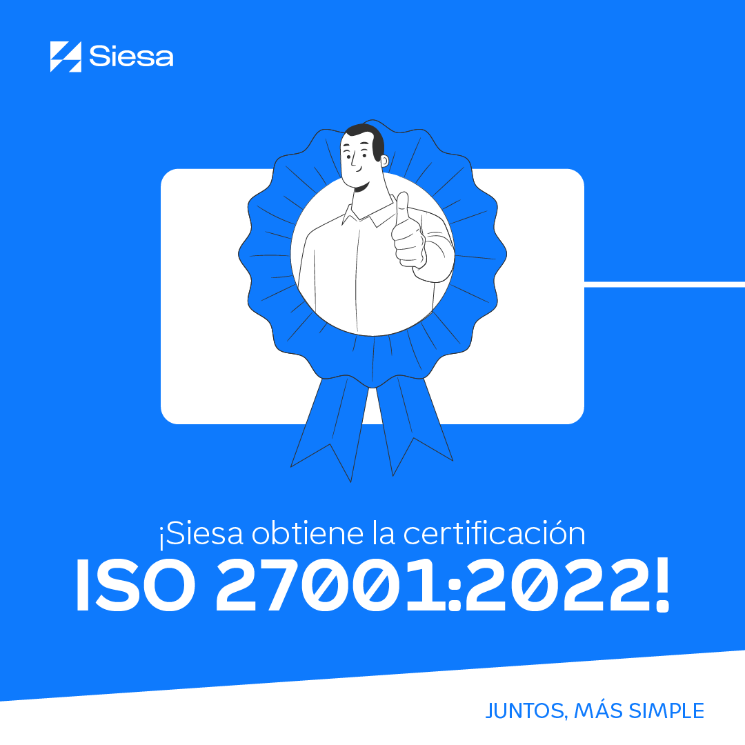 ¡Grandes noticias! 🔔 Nos complace anunciar que Siesa ha obtenido la certificación ISO 27001:2022, reafirmando nuestro compromiso con la seguridad de la información y la protección de los datos de nuestros clientes.

#FacturaciónElectrónica #ISO27001