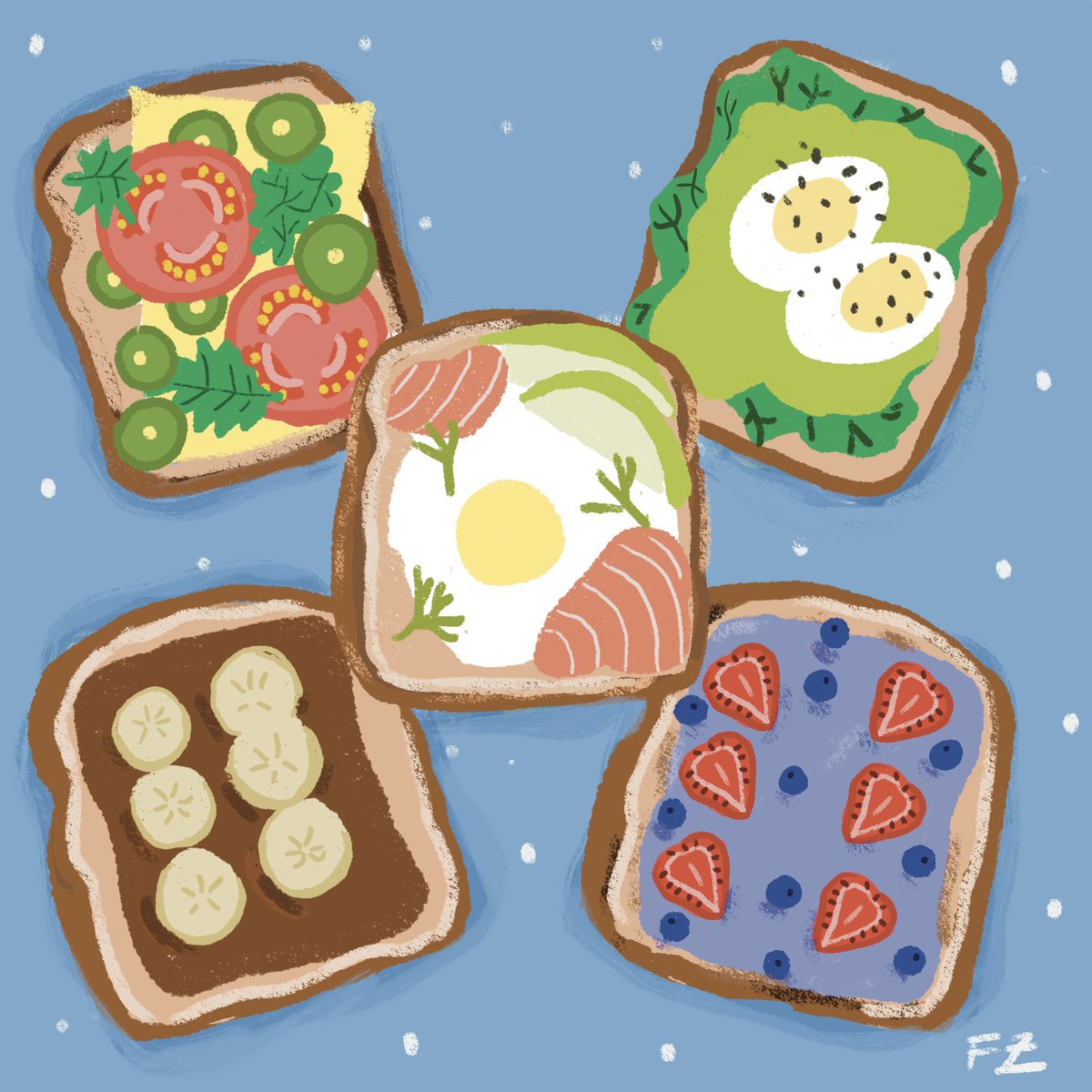 Todays prompt with @theydrawandcook is SANDWICH  
I love them open face, you can make them look pretty plus less bread! 
.
.
.
#illustration #illustrationartists #illustrationart #cookbookillustration #drawtober #drawtober2024 #foodillustration #theydrawandcook