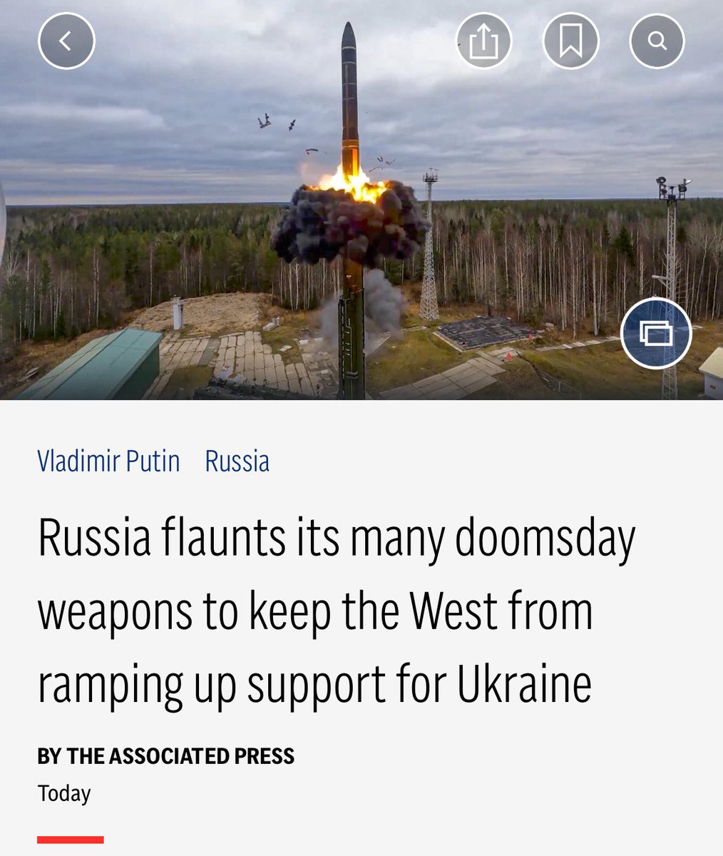 MichaelBroder's tweet photo. Ah, so this is why DJT45 keeps talking about nuclear weapons being a bigger threat than climate change. He’s helping Putin advance a nuclear threat narrative. This is what they discussed on those 7 phone calls. https://t.co/0Te9Z2meOz