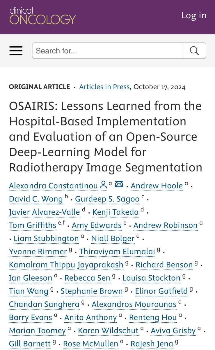‼️New article‼️

✅Clinical utility of an OS AI based auto segmentation 
✅Time saved: 36% in prostate &amp; 67% in H&amp;N
✅Anchoring bias varies between structures
✅Most AI segmentation errors corrected by human interaction

#radonc #AI 

Read full paper 👉 clinicaloncologyonline.net/article/S0936-…