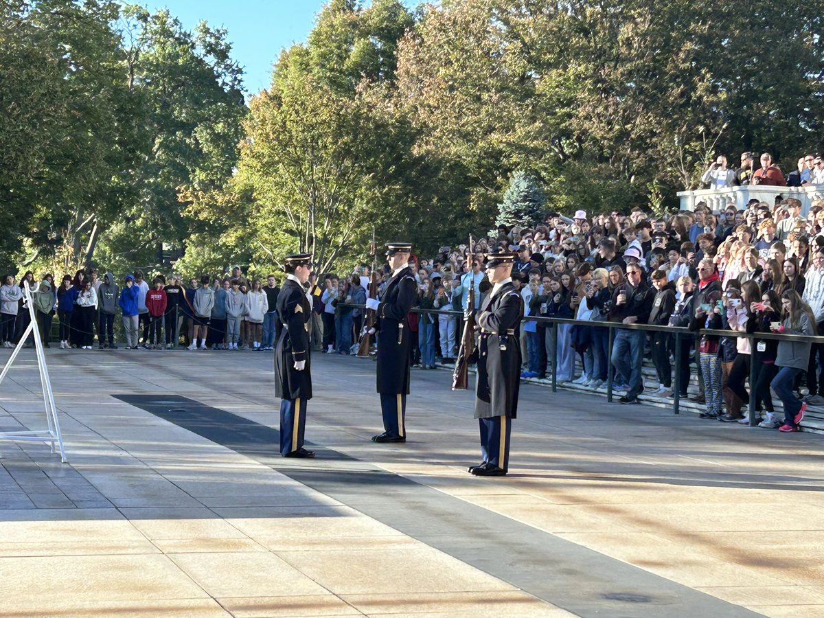 MrsKristiKing's tweet photo. Bus 1 watching the ceremony of the changing of the guard at Arlington. #AJHDC2024 https://t.co/A5Gtn2YiZl