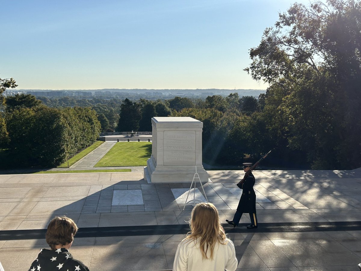 MrsKristiKing's tweet photo. Bus 1 watching the ceremony of the changing of the guard at Arlington. #AJHDC2024 https://t.co/A5Gtn2YiZl