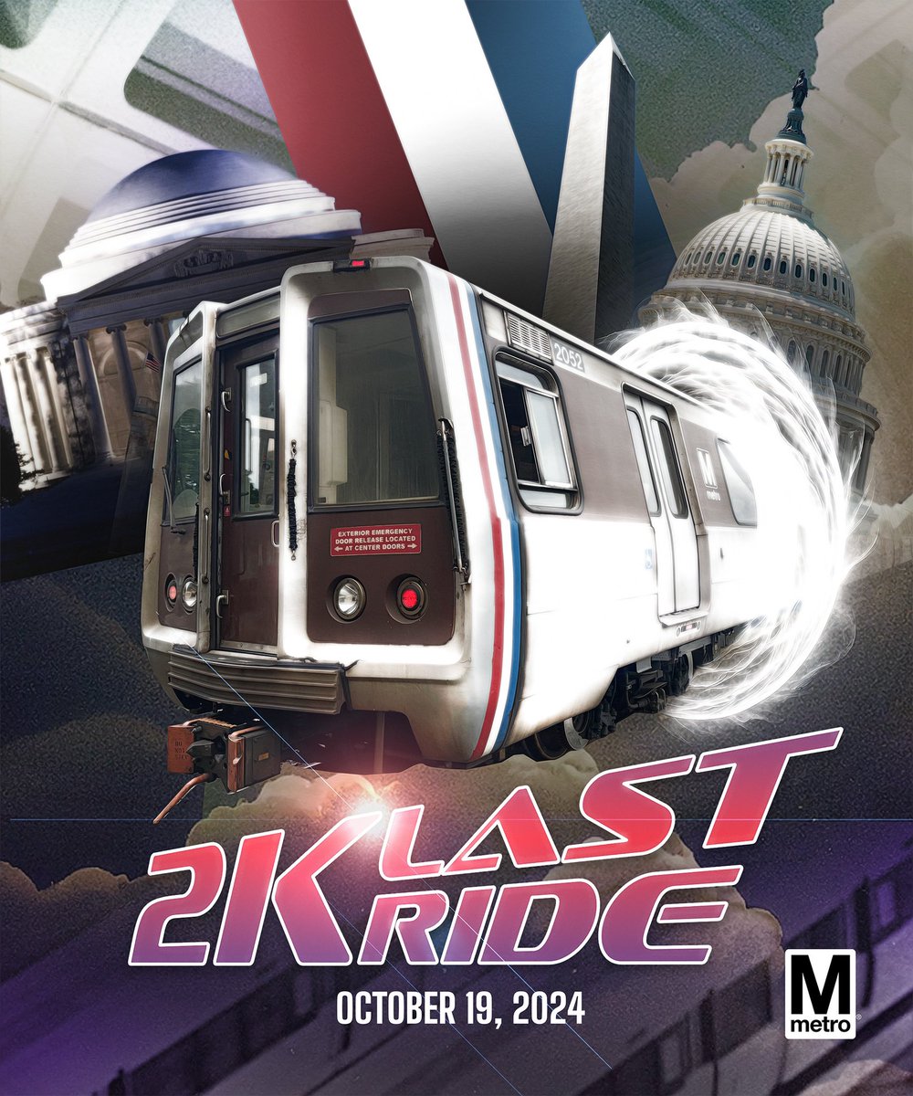 wmata's tweet photo. Are you planning to come out for the 2000-series last ride tomorrow? 🚇❤️ Here’s what you need to know: 

1. The 6-car train will leave Greenbelt at approx 10 a.m. &amp; exit service at approx 3 p.m.
2. All 2Ks have been retrofitted, so no orange seats &amp; carpet - sorry! (1/2) #wmata https://t.co/TWN9imB2Yl