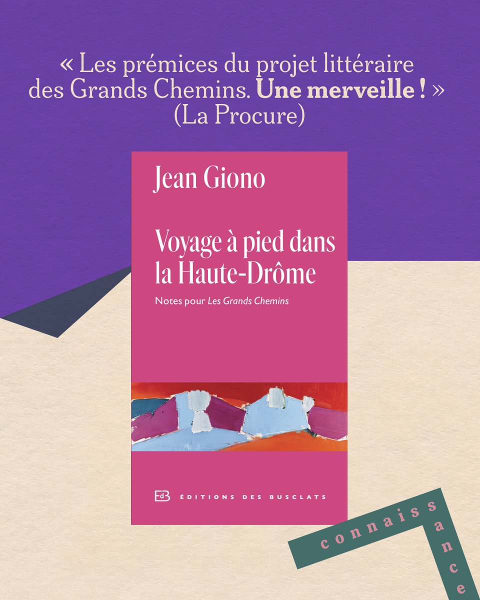 #Presse « Les prémices du projet littéraire des Grands Chemins. Une merveille ! » <a href="/laprocure/">Librairie La Procure</a> 

📖 "Voyage à pied dans la Haute-Drôme" de Jean Giono ➤ gallimard.fr/catalogue/voya…