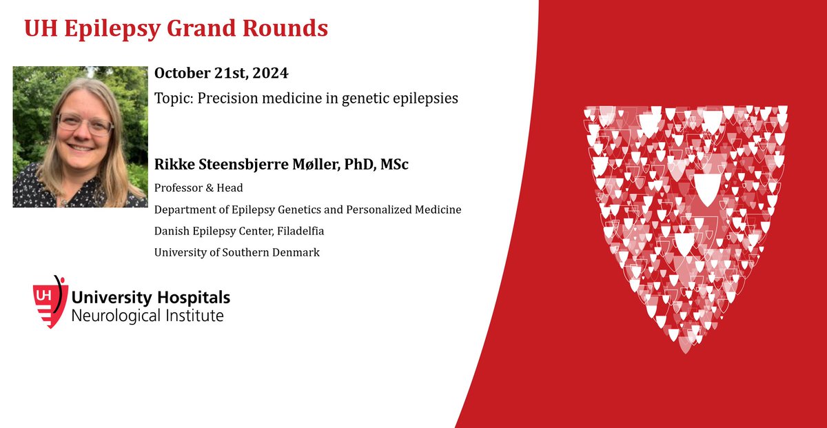 Case Western Reserve Univ/UH Epilepsy Program (@cwruepilepsy) on Twitter photo Please join us for the next #Epilepsy Grand Rounds on 10/21/24 Monday 8am US eastern with Prof. Møller <a href="/FiladelfiaGene1/">Rikke S. Møller</a> to discuss #precisionmedicine in genetic epilepsies. Use the link below to register:
uhhospitals.zoom.us/webinar/regist…
#UHEpilepsyGR #NeuroX #NeuroTwitter #Genetics Please join us for the next #Epilepsy Grand Rounds on 10/21/24 Monday 8am US eastern with Prof. Møller <a href="/FiladelfiaGene1/">Rikke S. Møller</a> to discuss #precisionmedicine in genetic epilepsies. Use the link below to register:
uhhospitals.zoom.us/webinar/regist…
#UHEpilepsyGR #NeuroX #NeuroTwitter #Genetics