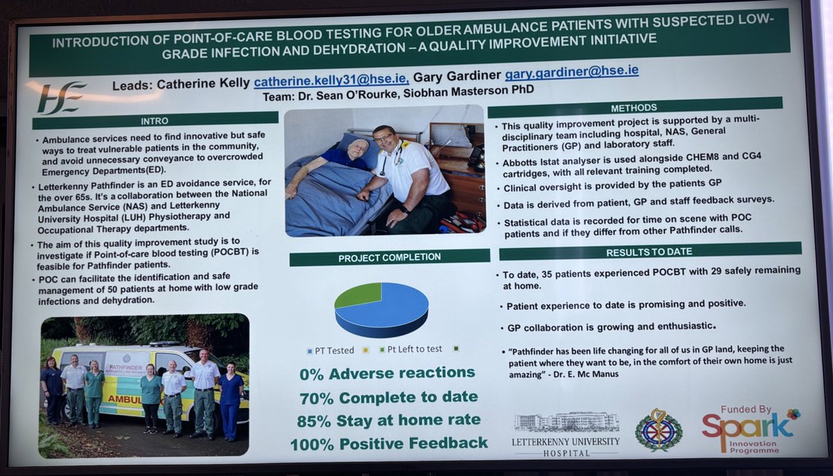 LetterkennyEM (@letterkennyem) on Twitter photo Congratulations to <a href="/PathfinderLUH/">Pathfinder Letterkenny</a> on this important project for Donegal.
Great poster presentation and work progress <a href="/AssocEmergMedIE/">IAEM</a> 2024.
<a href="/SaoltaEd/">Saolta</a>
<a href="/AmbulanceNAS/">National Ambulance Service ๐ฎ๐ช๐</a>
@HSEWestNorthWes
<a href="/GaryGar10114613/">Gary GardinerNAS</a>
<a href="/cathfoxkelly/">Catherine Kelly</a> Congratulations to <a href="/PathfinderLUH/">Pathfinder Letterkenny</a> on this important project for Donegal.
Great poster presentation and work progress <a href="/AssocEmergMedIE/">IAEM</a> 2024.
<a href="/SaoltaEd/">Saolta</a>
<a href="/AmbulanceNAS/">National Ambulance Service ๐ฎ๐ช๐</a>
@HSEWestNorthWes
<a href="/GaryGar10114613/">Gary GardinerNAS</a>
<a href="/cathfoxkelly/">Catherine Kelly</a>