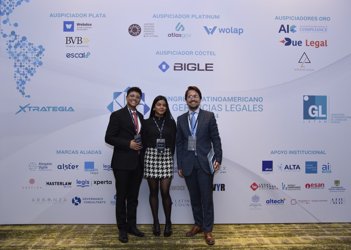 Nuestros estudiantes Valeria Rodríguez y Jorge Arredondo, junto a nuestro egresado Santiago Guevara, participaron en el Congreso Latinoamericano de Gerencias Legales organizado por Xtrategia y la Asociación Latinoamericana de Gerencias Legales. 

Orgullo total

<a href="/USergioArboleda/">Universidad Sergio Arboleda | #SergistaSiempre</a>