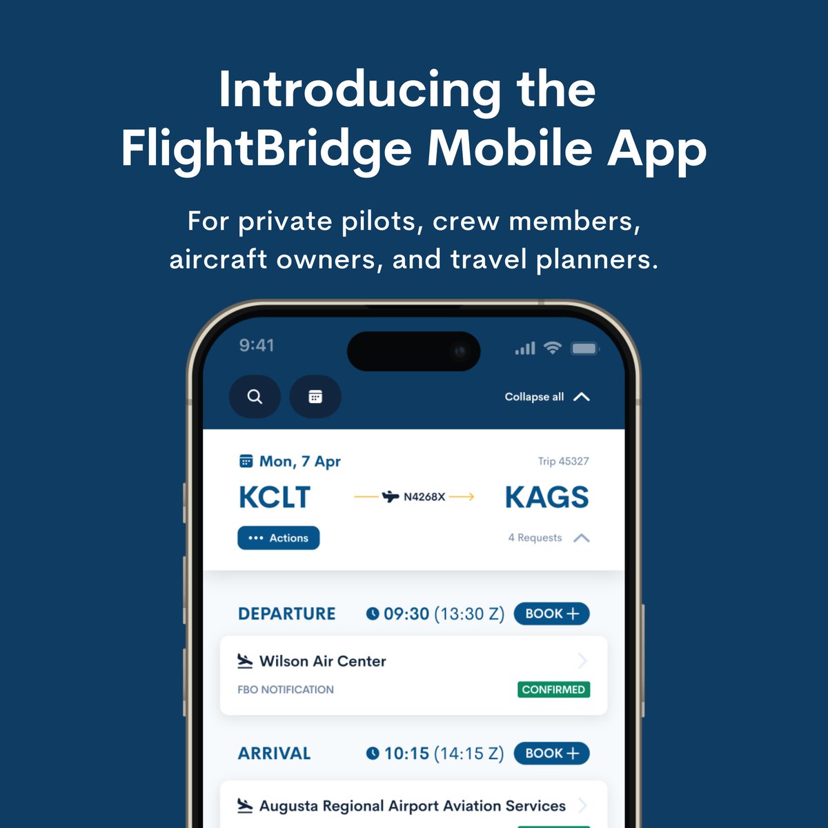 FlightBridge's tweet image. The FlightBridge Mobile App is here! Pilots, crew members, aircraft owners, and travel planners can now book discounted rental cars, hotels, airline tickets, and arrange FBO services easier than ever before.

Get the app &amp;gt; applink.flightbridge.com/PF00J9gYINb