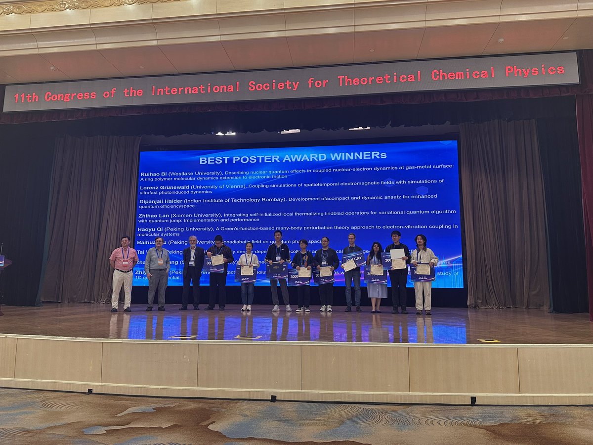 The González Group (@theo_chem) on Twitter photo And the winner is… 🏆
Congratulations to <a href="/lorenz_gruen/">Lorenz Grünewald</a> for one of the best posters at #ISTCP2024 in Qingdao!
#iStOMPS at its best!
🦈 swimming in China ! ☀️
<a href="/FWF_at/">FWF</a>
<a href="/stem_univie/">University of Vienna STEM</a> And the winner is… 🏆
Congratulations to <a href="/lorenz_gruen/">Lorenz Grünewald</a> for one of the best posters at #ISTCP2024 in Qingdao!
#iStOMPS at its best!
🦈 swimming in China ! ☀️
<a href="/FWF_at/">FWF</a>
<a href="/stem_univie/">University of Vienna STEM</a>