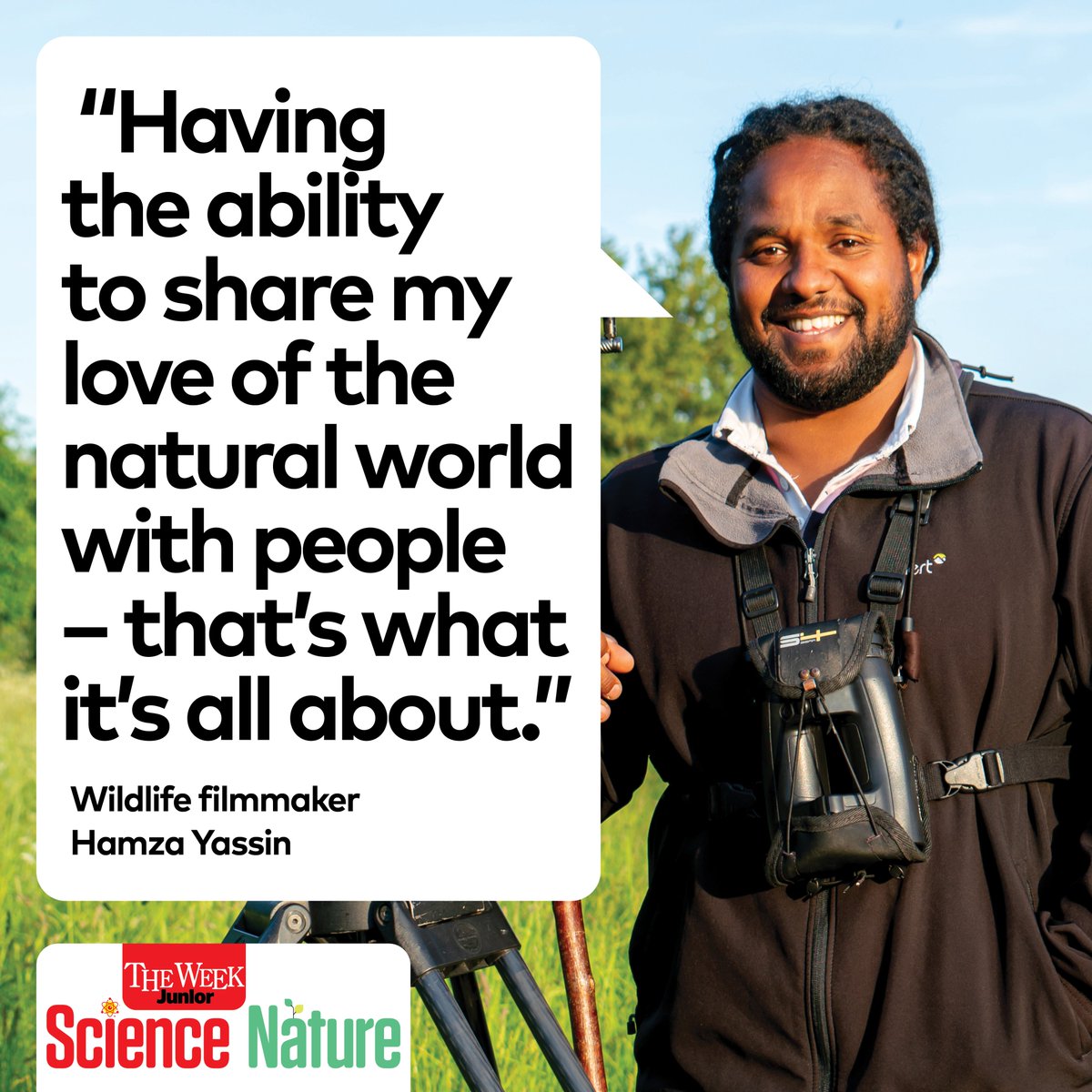 TWJSciNat's tweet photo. We were delighted to talk to this month's #HeroOfScience @hamzayassin3 about what he was like as a child, what inspired him to pick up a camera and why "sparking the next generation" is his passion. Read the full interview in the latest issue of Science+Nature. #BHM #STEMeduction https://t.co/7G9zucyaT1