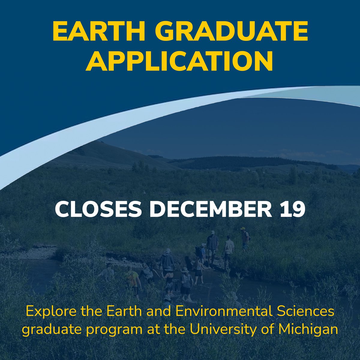 Michigan EARTH (@michiganearth) on Twitter photo The EARTH graduate application deadline is just two months away! Be sure to submit all your materials before the application portal closes on December 19. For more information and tips on how to prepare your application, visit myumi.ch/Q6ZnG The EARTH graduate application deadline is just two months away! Be sure to submit all your materials before the application portal closes on December 19. For more information and tips on how to prepare your application, visit myumi.ch/Q6ZnG