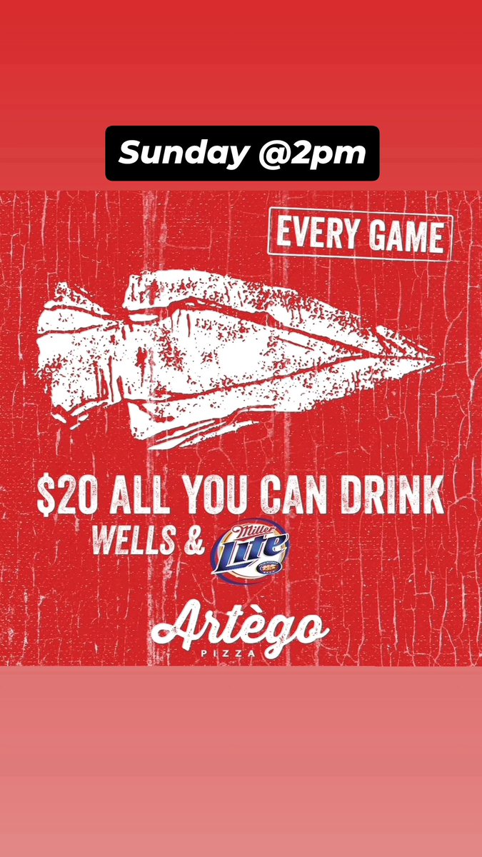 artegopizza's tweet image. This Sunday!
$20 all you can drink!
Special starts at 2pm
#kc #kcmo #kclocal #kansascity #chiefs #ChiefsKingdom