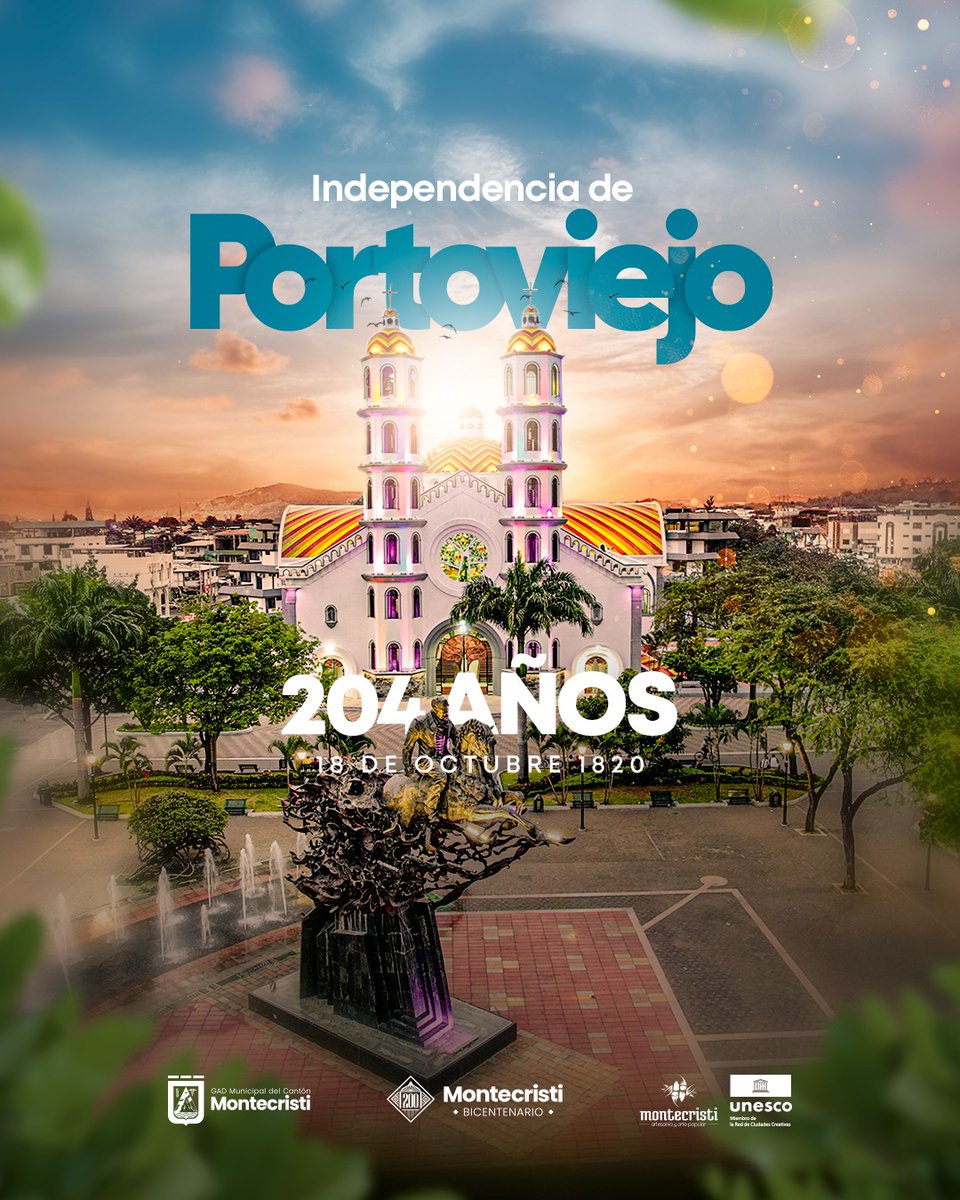 🎉 ¡Felicidades Portoviejo por sus 204 años de independencia! 
Desde el GAD Montecristi y el alcalde Jonathan Toro, celebramos su historia y grandeza y reafirmamos nuestro compromiso de seguir trabajando unidos por el desarrollo de nuestra querida provincia. 
<a href="/PortoviejoGAD/">Alcaldía Portoviejo</a>