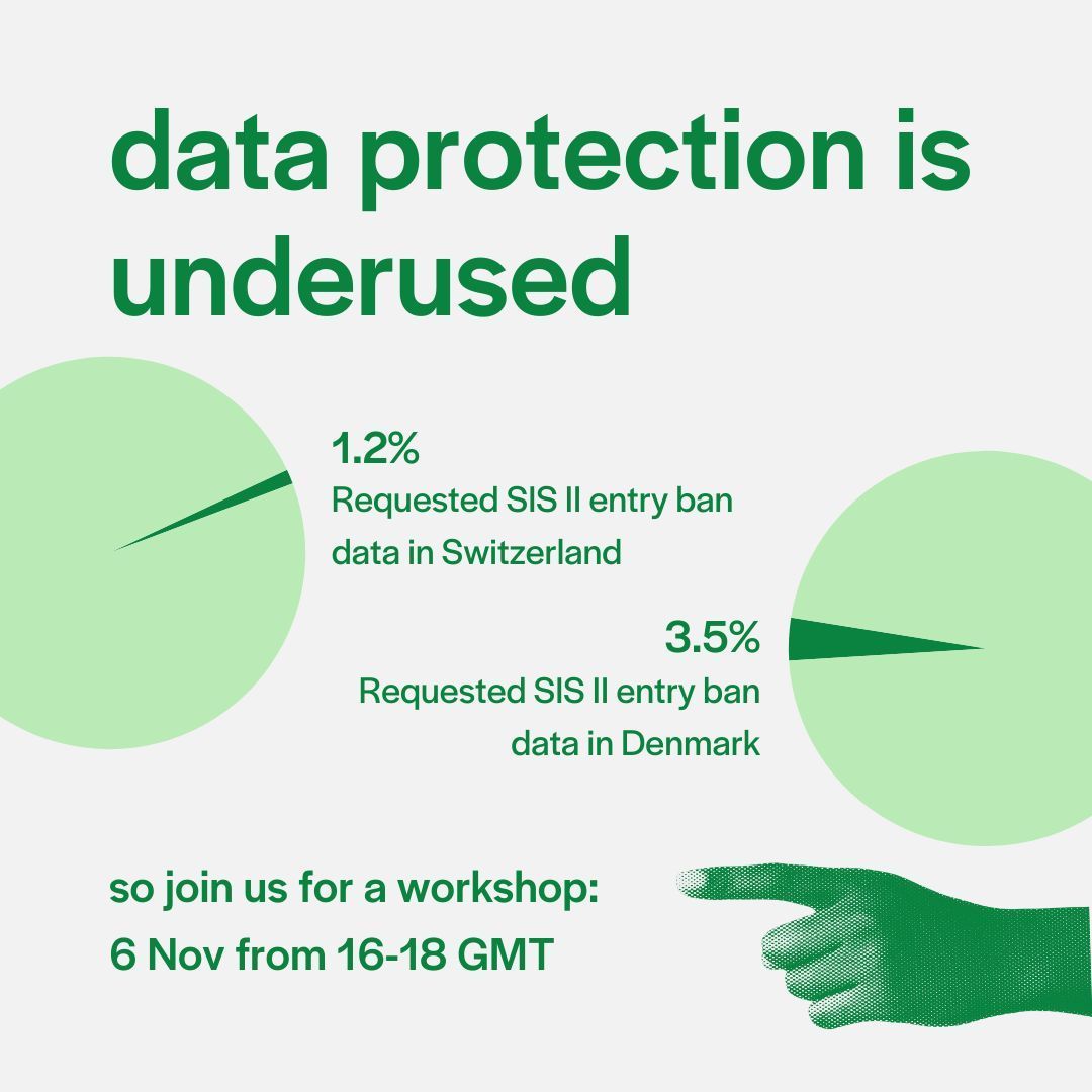 Remember to sign up for our workshop: Data protection in immigration &amp; asylum!

Data protection is severely underused but offers a critical means of redress in immigration and asylum cases!

Spots are going quickly, so register soon: statewatch.org/publications/e…